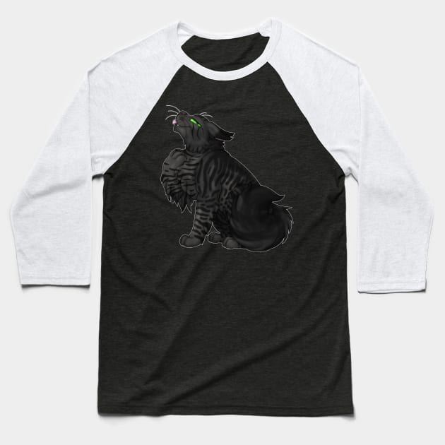 Black Tabby Longhair Baseball T-Shirt by spyroid101